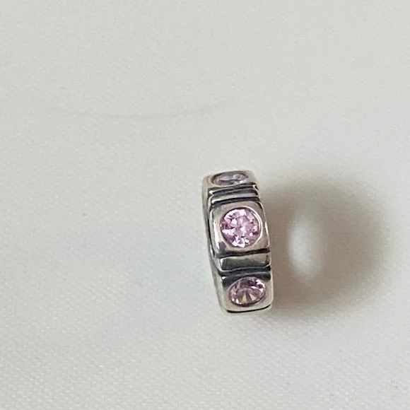 PINK TRINITY SPACER Authentic Pandora Sterling Silver With CZ Charm 925 ALE - Picture 2 of 7